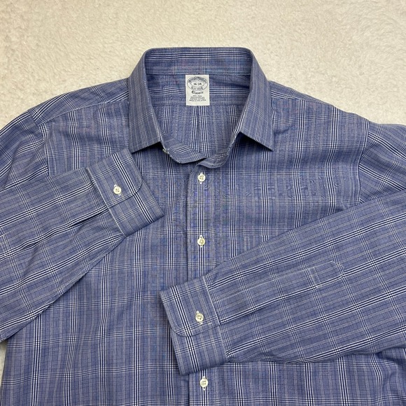 Brooks Brothers Other - Brooks‎ Brothers Shirt Mens 16-34 Blue Glen Plaid Classic Non-Iron Supima Cotton